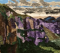 Escarpment at Govets Leap.  Textured Acrylic on board   460 x 530   $290