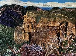 Cliff North of Govets Leap  Thickened Acrylic on board.  590 x 450.  $430