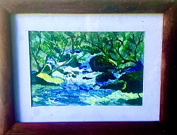 Rapids in Bedford Creek.  Acrylic on canvas. 190 x 120.   $100