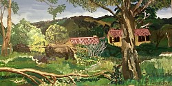 Farm south of Hartley. 900 x 460 Acrylic on board.    $290