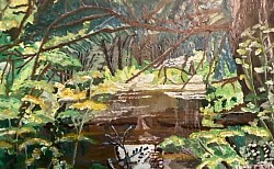 Coxs River in Flood.   Acrylic on board.  720 x 450.   $310
