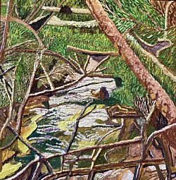 Braeside Walk.  Acrylic on carved timber.  490 x 510.  $380